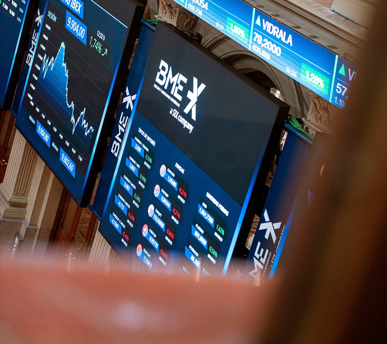 BME stock exchange billboard