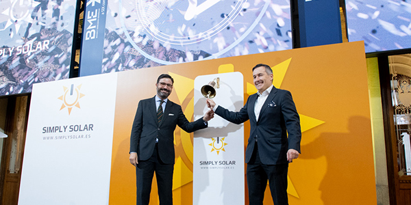 Company bell ringing at the Madrid Stock Exchange Palace