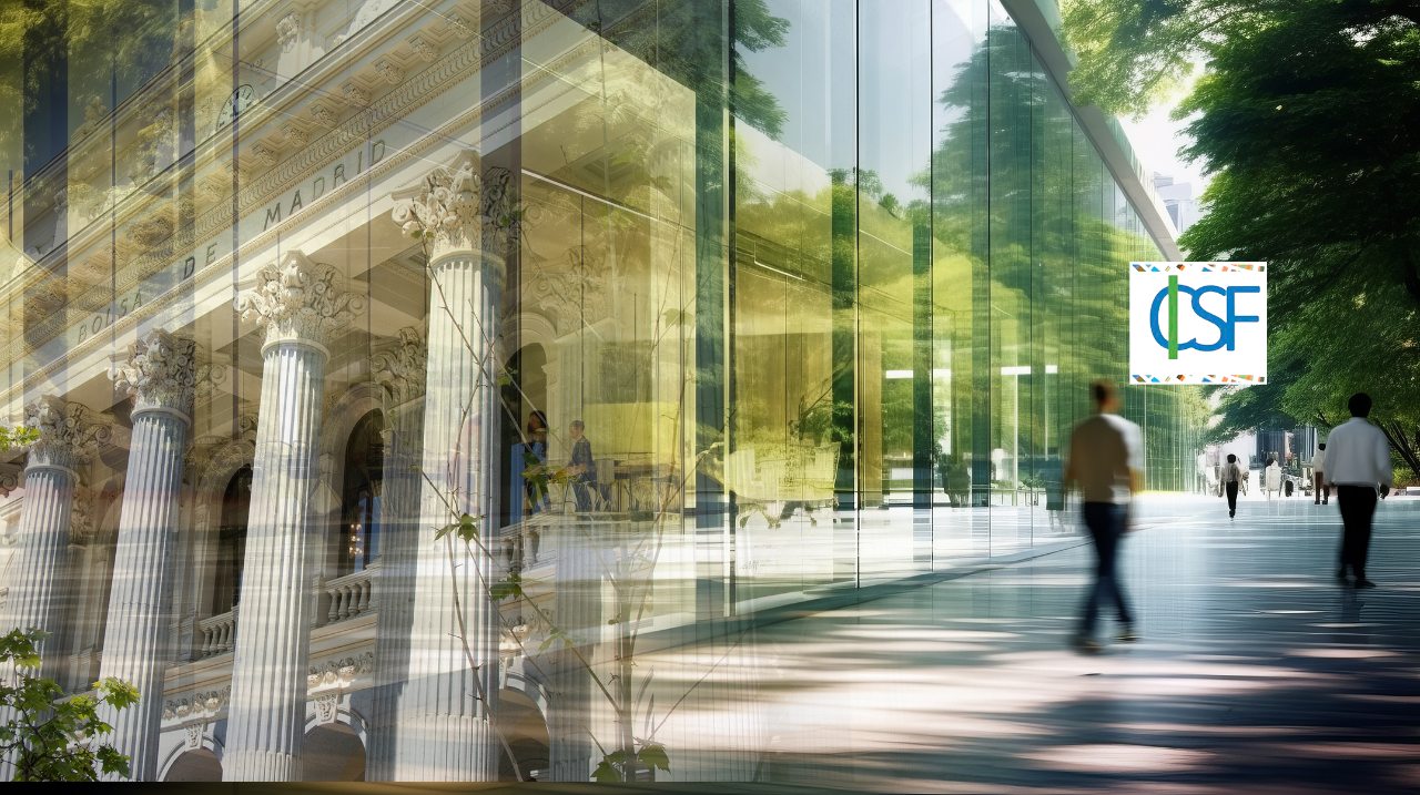 Eco-friendly featuring sustainable building with green environment and trees.