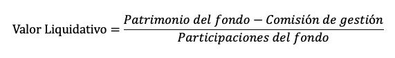 Fórmula del cálculo valor liquidativo