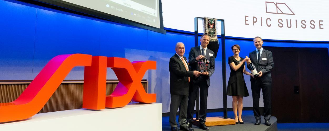 EPIC Suisse: Alfred Akirov, Roni Greenbaum (Chairman), Valérie Scholtes (CFO), Arik Parizer (CEO) (de izquierda a derecha)