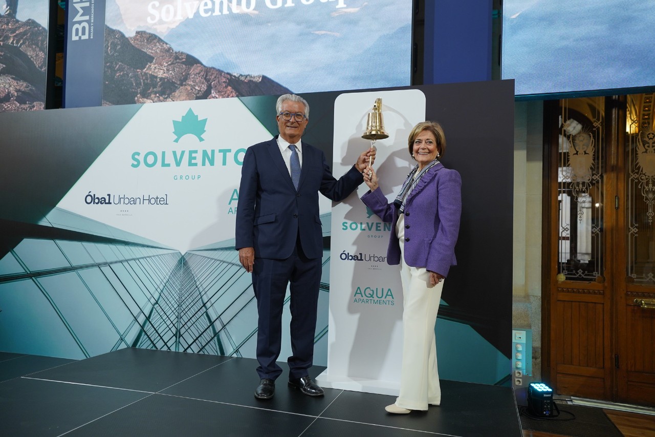   Cristóbal Parra Jiménez and Mariángeles Parra Jiménez during the traditional ringing of the bell