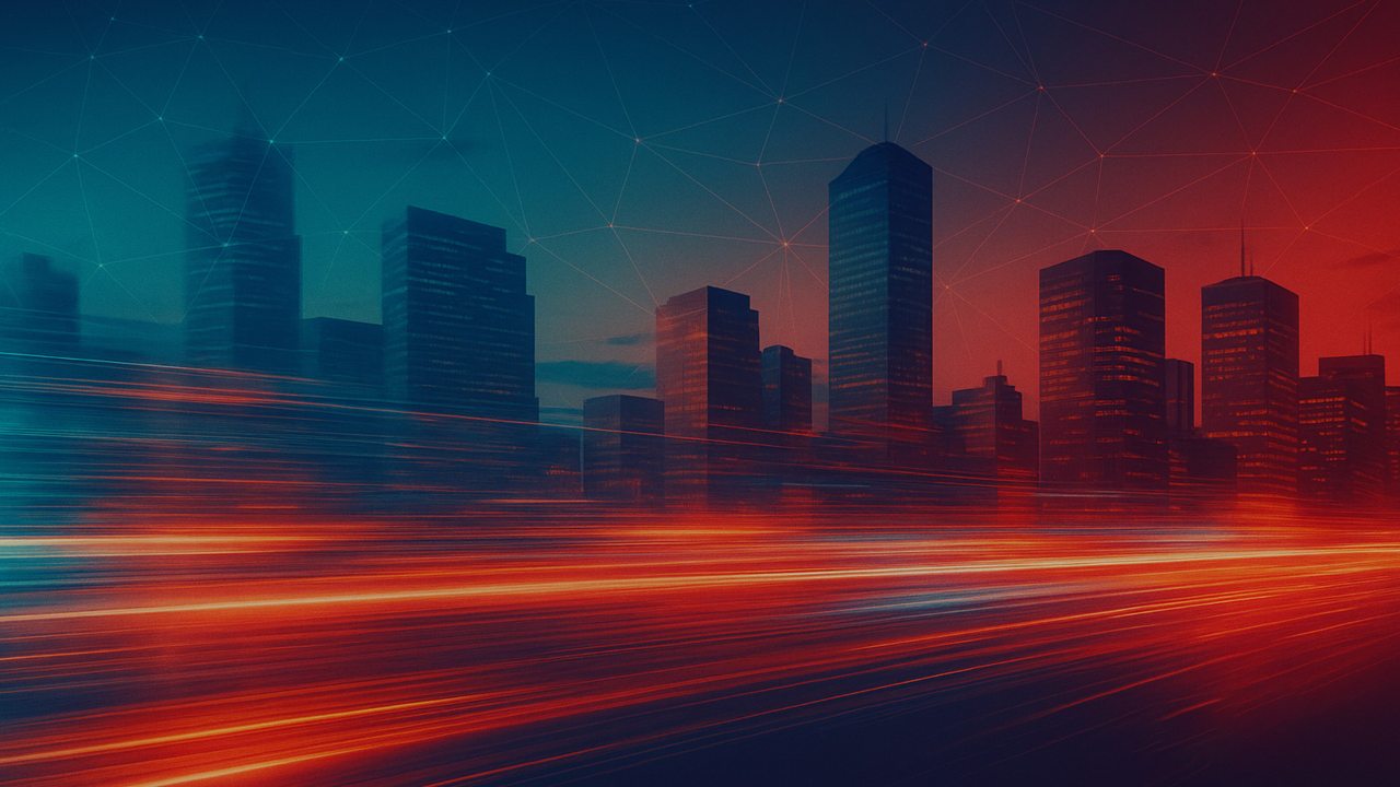 Ciudad con luces rojas